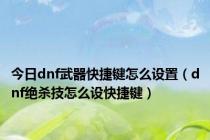 今日dnf武器快捷键怎么设置（dnf绝杀技怎么设快捷键）