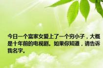 今日一个富家女爱上了一个穷小子，大概是十年前的电视剧。如果你知道，请告诉我名字。