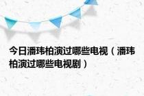 今日潘玮柏演过哪些电视（潘玮柏演过哪些电视剧）