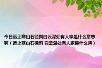 今日远上寒山石径斜白云深处有人家是什么意思啊（远上寒山石径斜 白云深处有人家是什么诗）