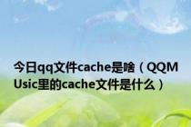 今日qq文件cache是啥（QQMUsic里的cache文件是什么）