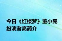 今日《红楼梦》董小宛扮演者高简介