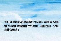 今日50号钢和45号钢有什么区别（45号钢 50号钢 75号钢 80号钢有什么区别，机械性能、分别是什么用途）