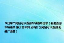 今日哪个网站可以查询车辆违章信息（我要查询车辆违章 除了全车网 还有什么网站可以查询 我是广西的）