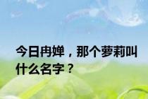 今日冉婵，那个萝莉叫什么名字？