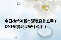 今日dnf60版本驱魔穿什么甲（DNF驱魔到底穿什么甲）