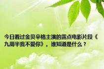 今日看过金贝辛格主演的露点电影片段《九周半我不爱你》。谁知道是什么？