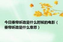 今日垂帘听政是什么时候的电影（垂帘听政是什么意思）