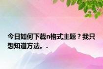 今日如何下载n格式主题？我只想知道方法。.