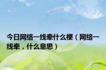 今日网络一线牵什么梗（网络一线牵，什么意思）