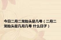 今日二月二龙抬头是几号（二月二龙抬头是几月几号 什么日子）