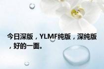 今日深版，YLMF纯版，深纯版，好的一面。