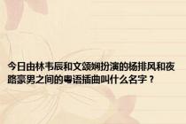 今日由林韦辰和文颂娴扮演的杨排风和夜路豪男之间的粤语插曲叫什么名字？