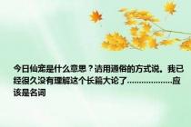 今日仙宠是什么意思？请用通俗的方式说。我已经很久没有理解这个长篇大论了...................应该是名词