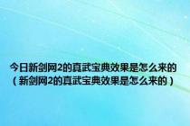 今日新剑网2的真武宝典效果是怎么来的（新剑网2的真武宝典效果是怎么来的）