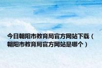 今日朝阳市教育局官方网站下载（朝阳市教育局官方网站是哪个）