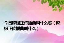 今日辣妈正传插曲叫什么歌（辣妈正传插曲叫什么）