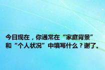 今日现在，你通常在“家庭背景”和“个人状况”中填写什么？谢了。