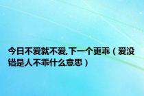 今日不爱就不爱,下一个更乖（爱没错是人不乖什么意思）