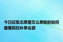 今日征集志愿是怎么录取的如何查看院校补录名额