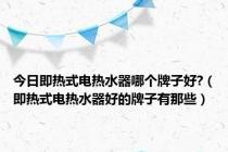 今日即热式电热水器哪个牌子好?（即热式电热水器好的牌子有那些）