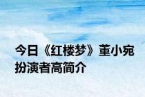 今日《红楼梦》董小宛扮演者高简介