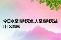 今日水至清则无鱼,人至察则无徒!什么意思