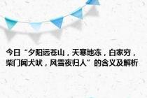 今日“夕阳远苍山，天寒地冻，白家穷，柴门闻犬吠，风雪夜归人”的含义及解析