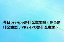 今日pre-ipo是什么意思呢（IPO是什么意思，PRE-IPO是什么意思）