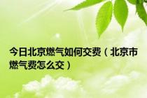 今日北京燃气如何交费（北京市燃气费怎么交）