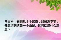 今日不，看到几十个宫殿，琵琶湖李非，并意识到这是一个山城。这句话是什么意思？