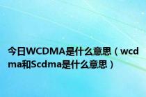 今日WCDMA是什么意思（wcdma和Scdma是什么意思）