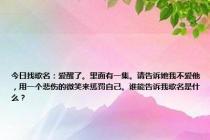 今日找歌名：爱醒了。里面有一集。请告诉她我不爱他，用一个悲伤的微笑来惩罚自己。谁能告诉我歌名是什么？