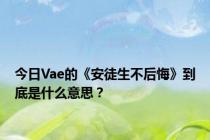 今日Vae的《安徒生不后悔》到底是什么意思？