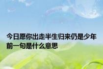 今日愿你出走半生归来仍是少年前一句是什么意思