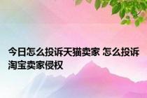 今日怎么投诉天猫卖家 怎么投诉淘宝卖家侵权