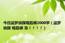 今日盗梦侦探观后感2000字（盗梦侦探 观后感 急！！！！）