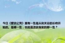 今日《爱情公寓》里有一集是从和关谷的长吻开始的。是哪一集，也就是激素爆发的那一集？