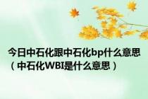 今日中石化跟中石化bp什么意思（中石化WBI是什么意思）