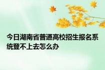 今日湖南省普通高校招生报名系统登不上去怎么办