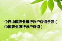 今日中国农业银行账户查询余额（中国农业银行账户查询）