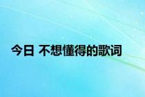 今日 不想懂得的歌词