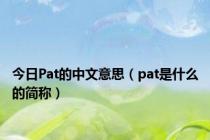 今日Pat的中文意思（pat是什么的简称）