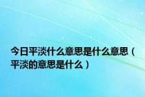 今日平淡什么意思是什么意思（平淡的意思是什么）