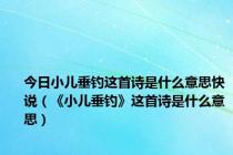 今日小儿垂钓这首诗是什么意思快说（《小儿垂钓》这首诗是什么意思）