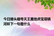 今日接头暗号天王盖地虎宝塔镇河妖下一句是什么