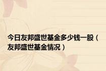 今日友邦盛世基金多少钱一股（友邦盛世基金情况）