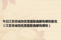 今日江苏非诚勿扰里面歌曲都有哪些歌名（江苏非诚勿扰里面歌曲都有哪些）