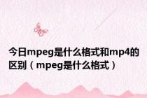 今日mpeg是什么格式和mp4的区别（mpeg是什么格式）