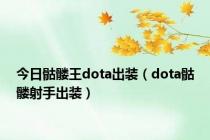 今日骷髅王dota出装（dota骷髅射手出装）